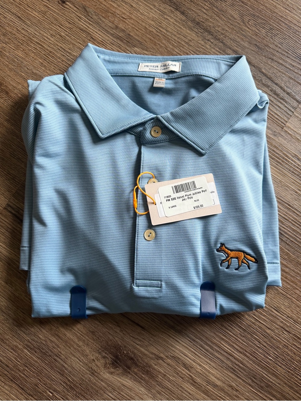 Peter Millar Pale Blue Polo with Fox Patch